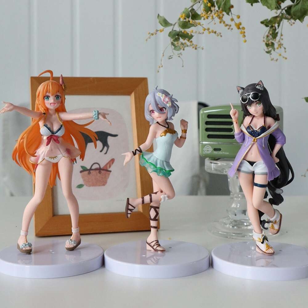 Mascot Costumes Princess Connect Re Dive Anime Figure Kyaru Pecorine Kokoro Swimsuit Sexy Girl Action Figure Collection Model Toy Ornaments Gift