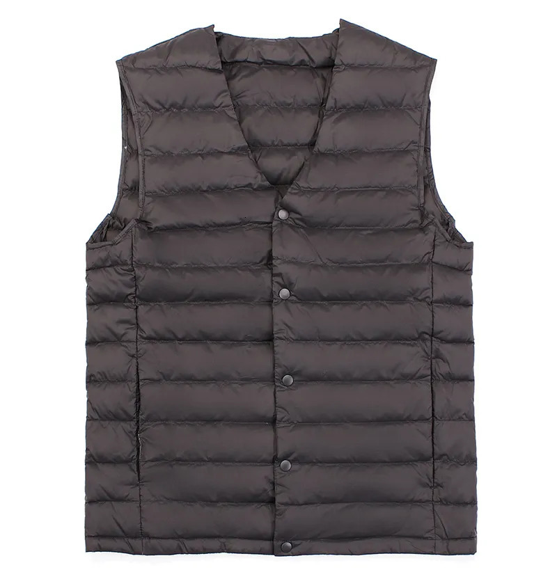 Mens Vests Man Ultra Light Down Vest Spring Autumn Sleeveless VNeck Vest Male Casual Winter Collarless Waistcoat 231013