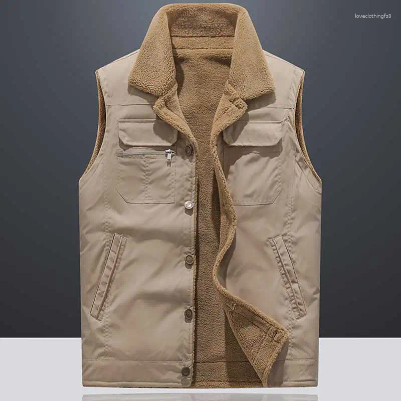 Men's Vests Berber Fleece Autumn Winter Vest Jacket Men Thick Plush For Warm Windproof With Button Casual Tops Male