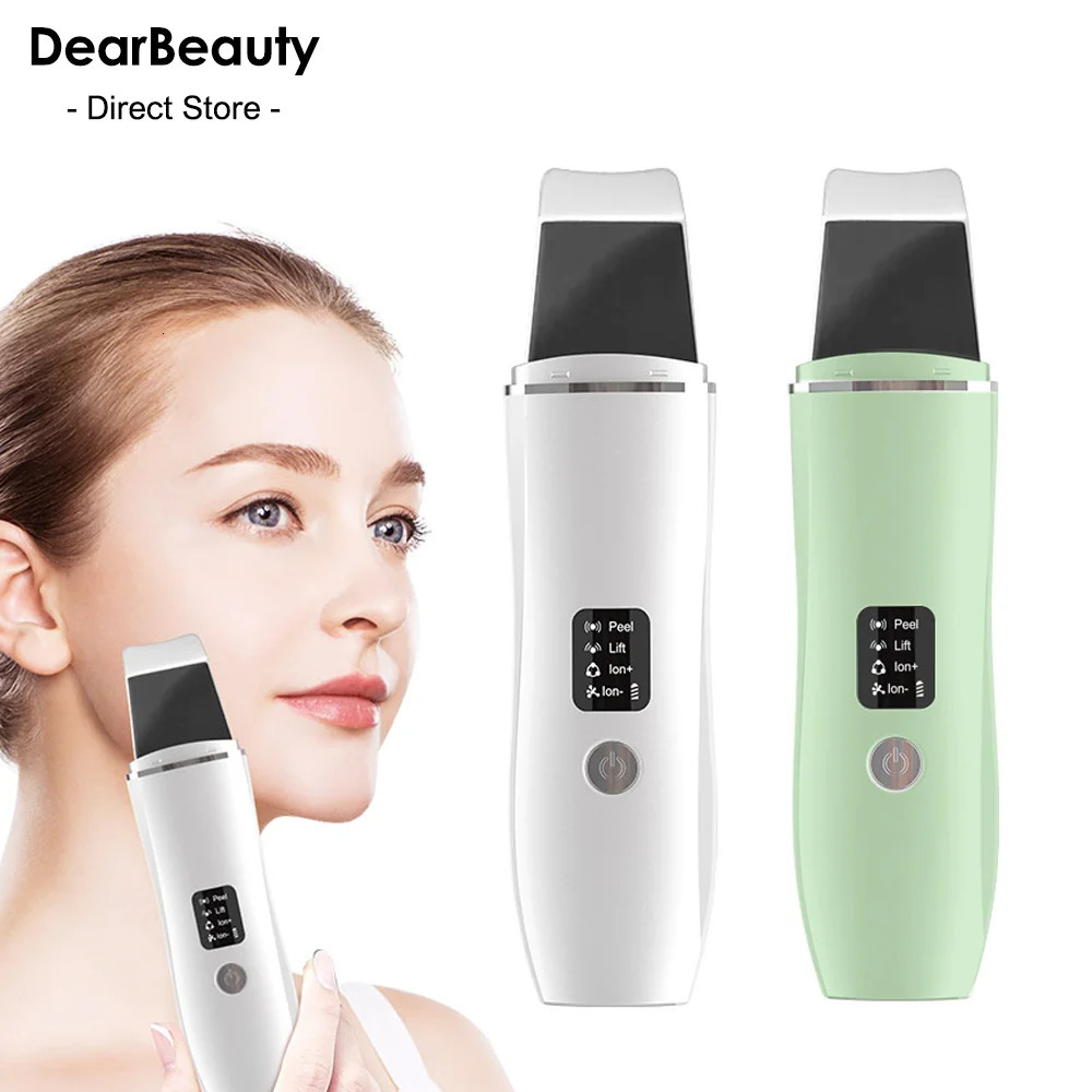 Face Care Devices Ultrasonic Skin Scrubber Blackhead Remover Cleanser 4 Modes Peeling Shovel Face Lifting Tool EMS Spatula Deep Cleansing 231012