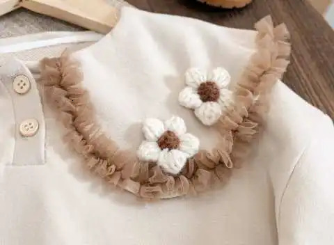Cardigan Baby Girls Spring Autumn Clothing Fashion3D Flowers Lace Collar Birthday Princess Sweaters Kids Children Clothes Jackets 231013