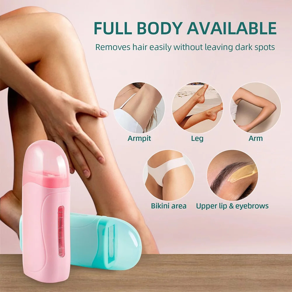 Epilator foreverlily 3in1 Pink Roll On Depilatory Wax Heater Face Body Hair Removal Epilator Wax Heating Machine with Waxing Strips Paper 231013