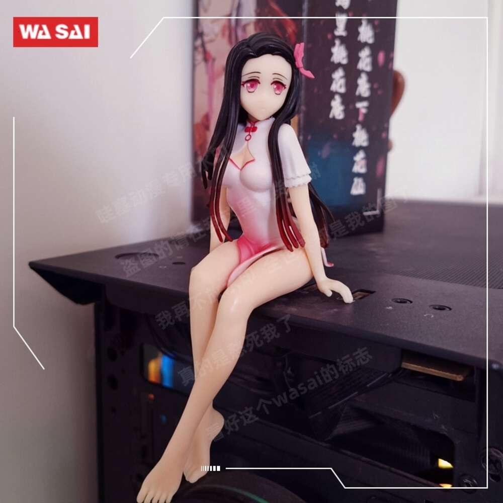 Mascot Costumes 14cm Anime Demon Slayer Sitting Posture Cheongsam Sexy Figure Kamado Nezuko Car Case Ornament Pvc Action Figure Collection Toys