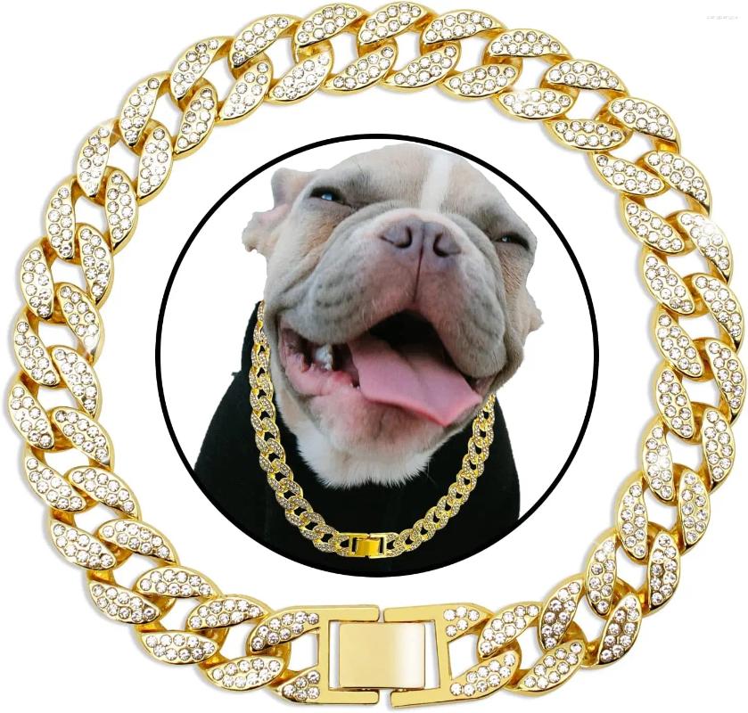 Dog Collars: urious Dia Collar | Sier & Gold Metal Chain Cuban ks for Beloved Pets dh911125171
