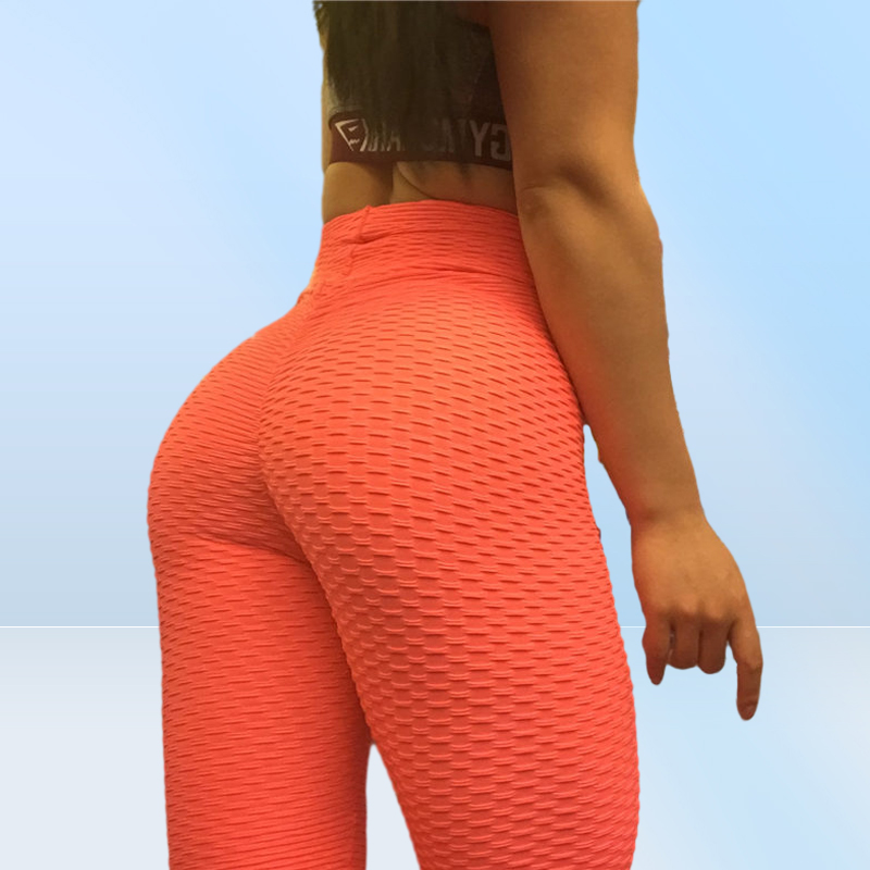 Sexy Skinny Sport Yoga Pants Tight High Waist Gym BuScrunch Leggings Women Pink Running Sport wear Athletic Fitness Clothing