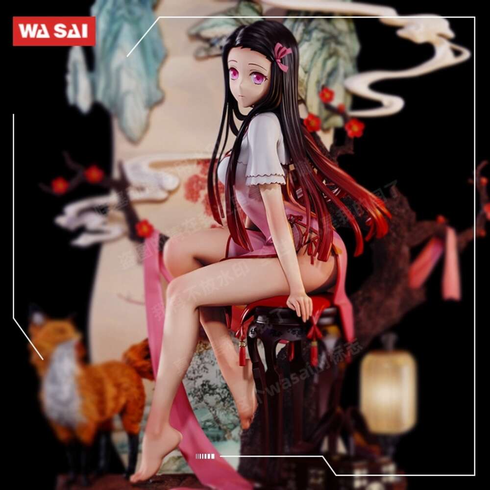 Mascot Costumes 14cm Anime Demon Slayer Sitting Posture Cheongsam Sexy Figure Kamado Nezuko Car Case Ornament Pvc Action Figure Collection Toys