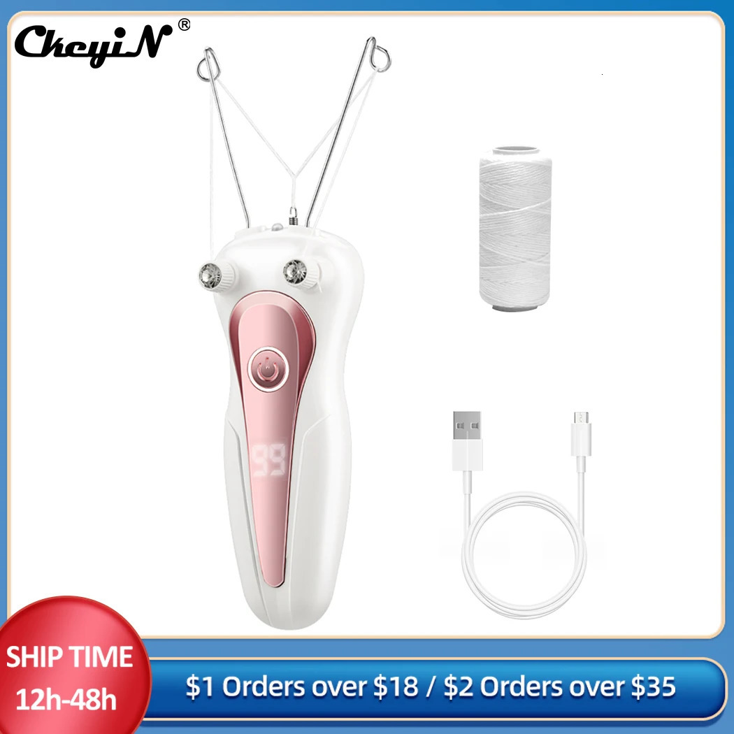 Epilator CkeyiN Cotton Thread Epilator For Women USB Rechargeable Female Body Leg Face Electric Epilator Mini Hair Remover For Ladies 231013