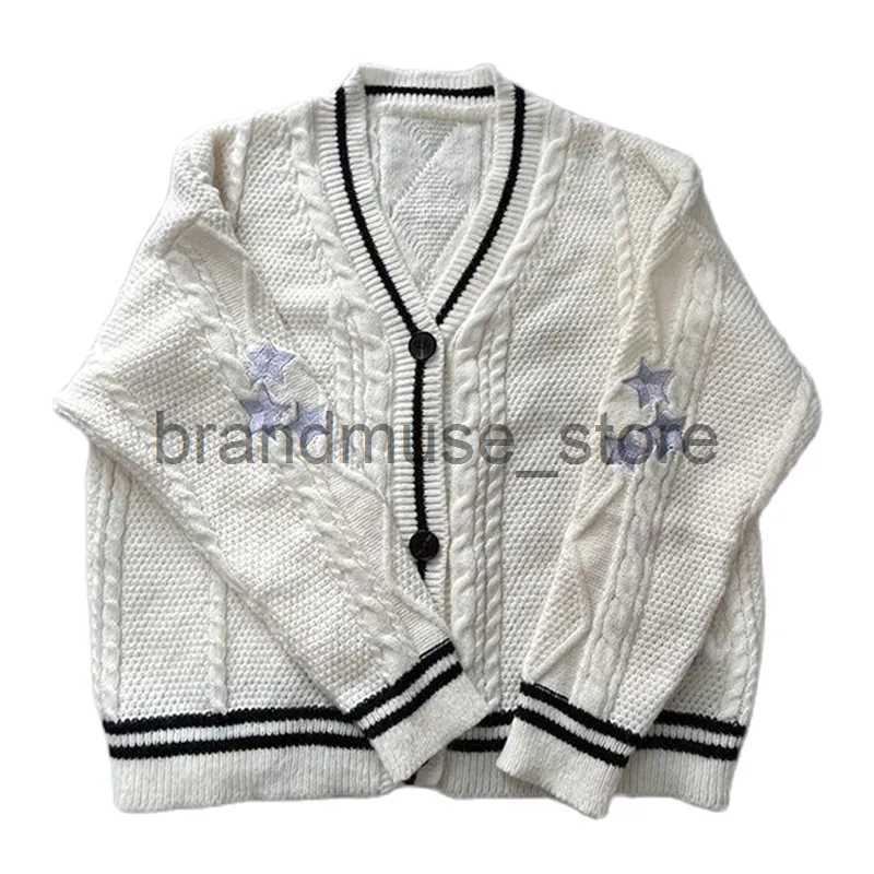 Women's Sweaters Warm Tay Red Star Embroidered Cardigan Folk Crochet Cardigan Vintage SwifT Long Sleeve Lor Slight Stretch Sweater Women 2023 J23