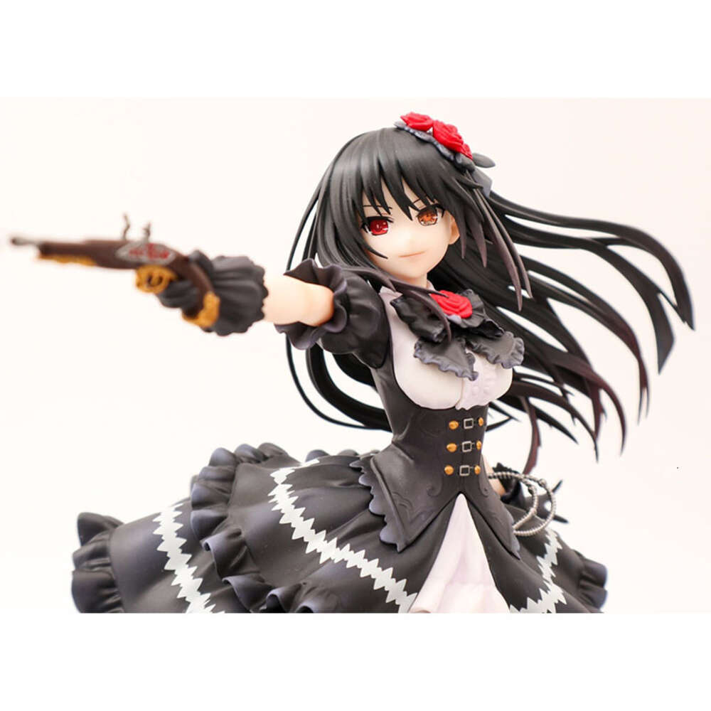 Mascot Costumes 23cm Anime Figure Tokisaki Kurumi Japanese Date A Live Retro Black Dress Stand Model Dolls Toy Gift Collect Boxed Ornaments Pvc