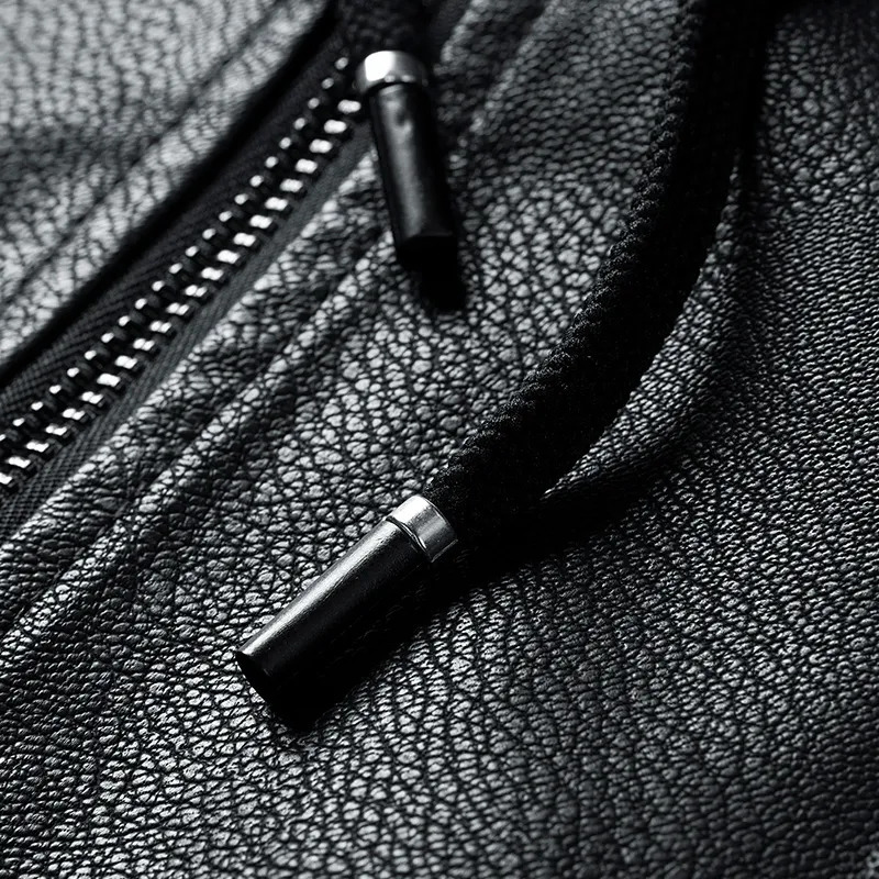 Men's Leather Faux Winter Jacket Men Bomber Oversize Hooded Motorcycle Jackets Plus Size Zipper Coat Black Male Trench Casual 231012