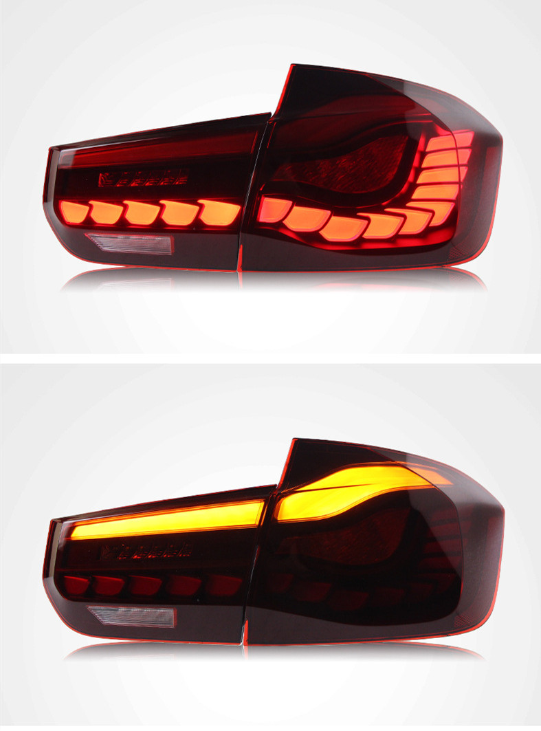 Car Tail Light Parts for BMW Taillights 3 Series F30/F35 2013-20 18 LED Dragon Scale Running Light Highlight Reversing Brake Taillight