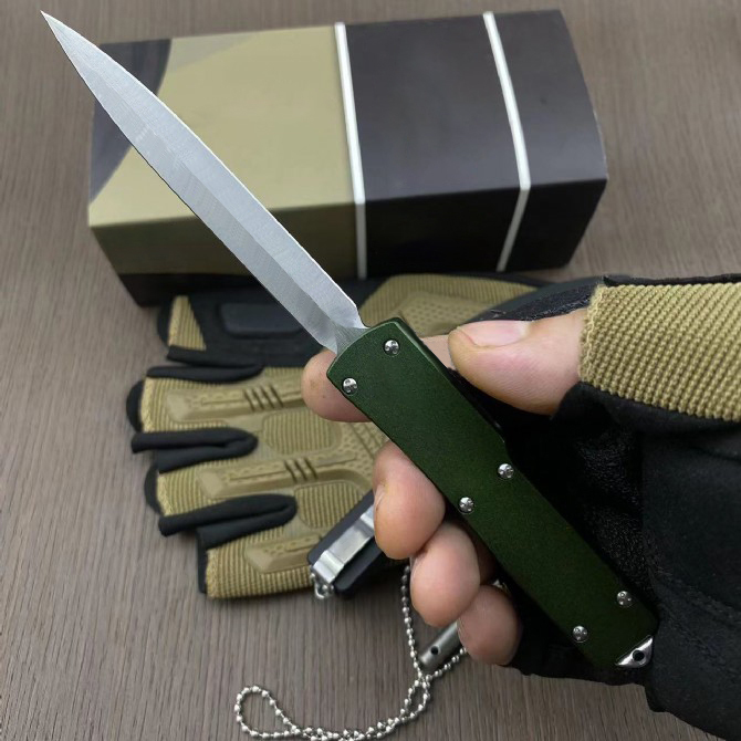 Special offers H1011 Venom Push Button Quick knife Opening Tactical Knife D2 Satin Blade Aviation Aluminum Handle Outdoor Camping Hiking Survival Kniv - view 6