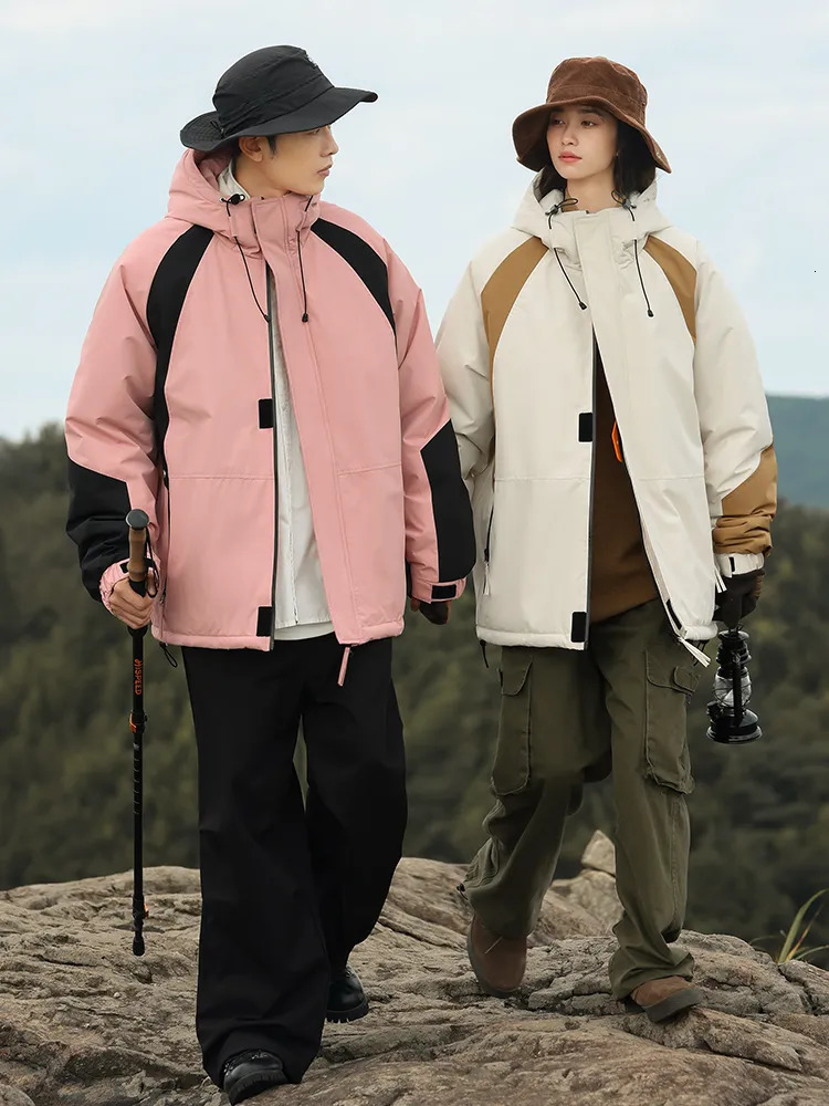 Men's Down Parkas 2023 Winter Thick and Warm Cotton Padded Jackets Unisex Couples Water Repellent Hooded Windbreaker Thermal Coat 231012