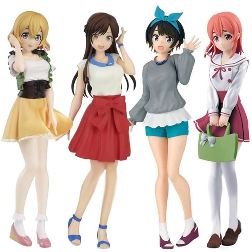 Mascot Costumes 18cm Anime Figure Girlfriend for Hire Sarashina Ruka Casual Wear Blue Shorts Bow Cute Kawaii Pose Standing Model Dolls Toy Pvc