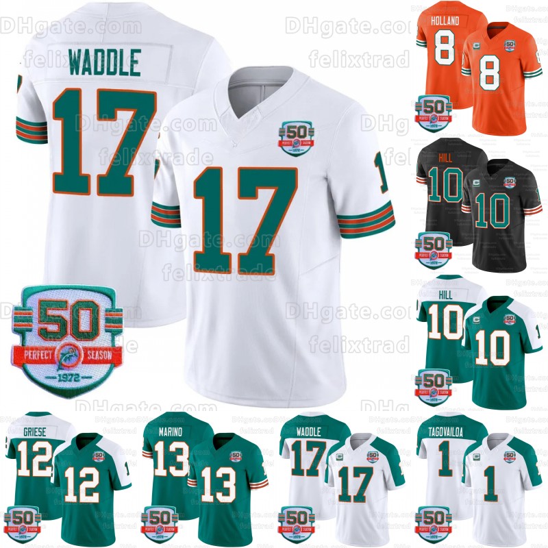 1 Tua Tagovailoa 10 Tyreek Hill Football Jersey Miamis Dolphins Jaylen Waddle Jalen Ramsey Braxton Berrios Dan Marino Xavien Howard Eli Apple Jaelan Phillips