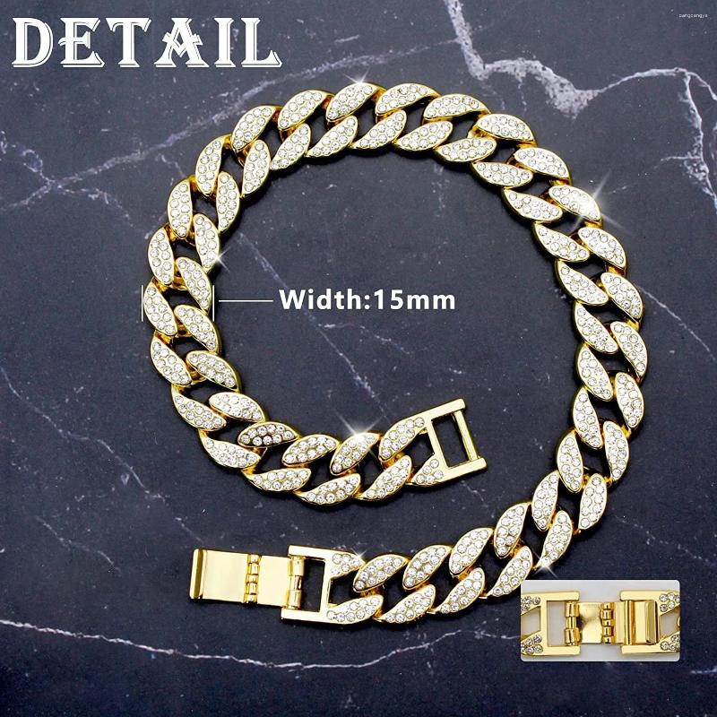 Dog Collars: urious Dia Collar | Sier & Gold Metal Chain Cuban ks for Beloved Pets dh911125171