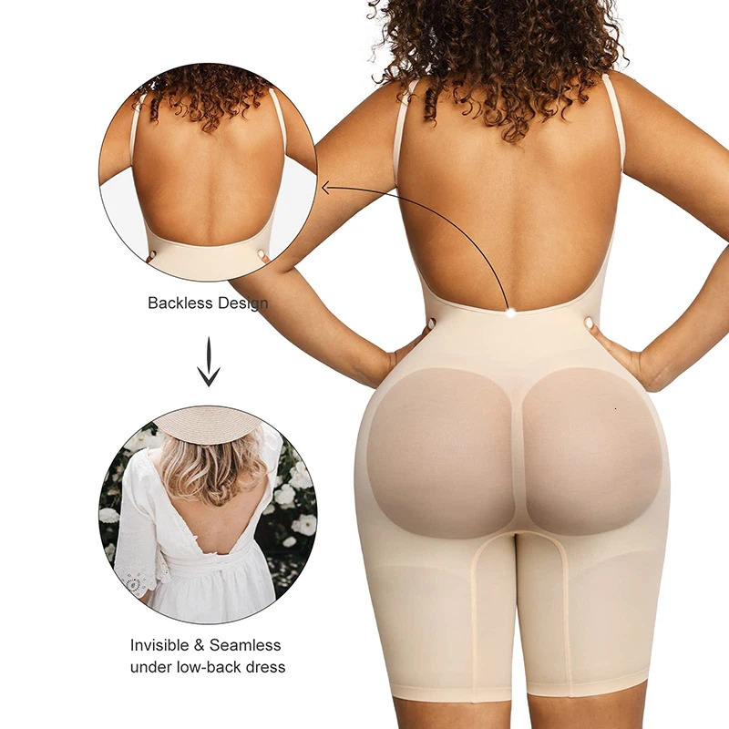 Waist Tummy Shaper Slimming Shapewear Low Back Bodysuit for Women Control Seamless Backless Body Dresses Butt Lifter Thigh Trimmer 231012