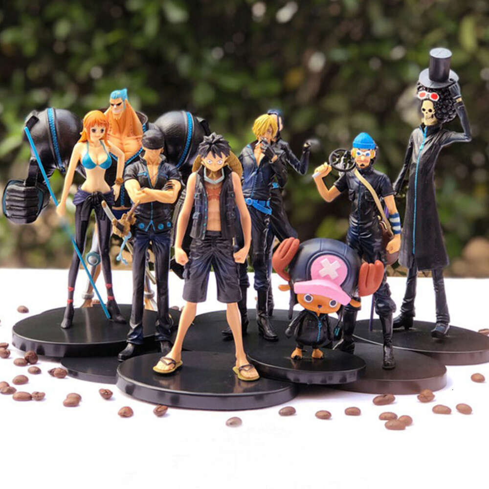 Mascot Costumes One Piece Anime Figure Black Clothes Theater Version of Luffy Zoro Sanji Francine Nami Action Figure Pvc Collection Model Toys