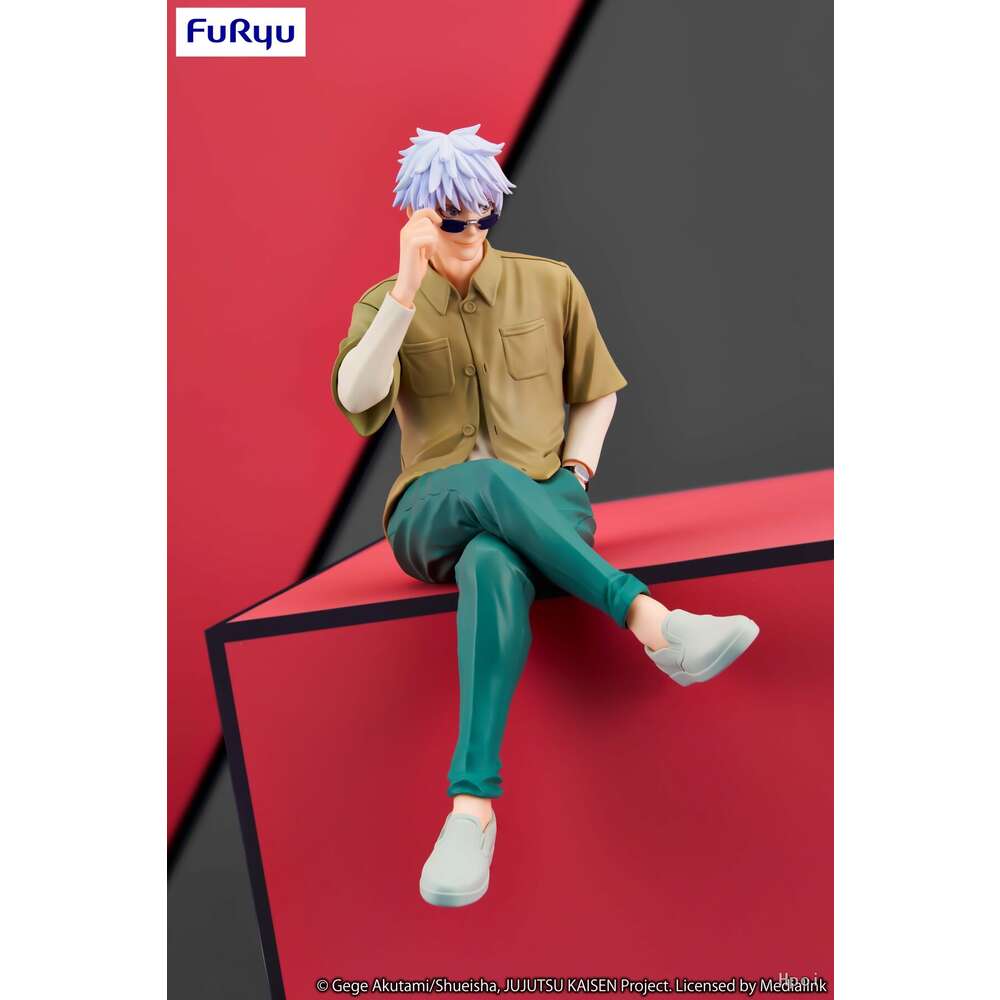 Mascot Costumes Genuine 15cm Figure Anime Jujutsu Kaisen Gojo Satoru Sunglasses Sitting Pressed Noodles Model Dolls Toy Gift Collect Boxed Pvc