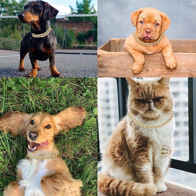 Dog Collars: urious Dia Collar | Sier & Gold Metal Chain Cuban ks for Beloved Pets dh911125171