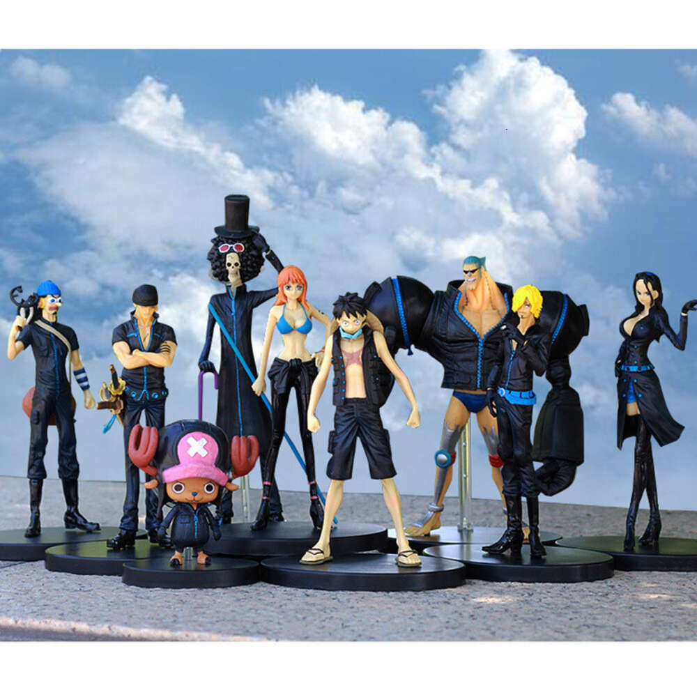 Mascot Costumes One Piece Anime Figure Black Clothes Theater Version of Luffy Zoro Sanji Francine Nami Action Figure Pvc Collection Model Toys