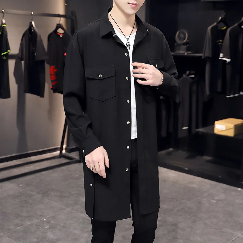 Men's Trench Coats DYB ZACQ Windbreaker male spring and autumn long coat Korean highgrade lapel kneelength big size 231012
