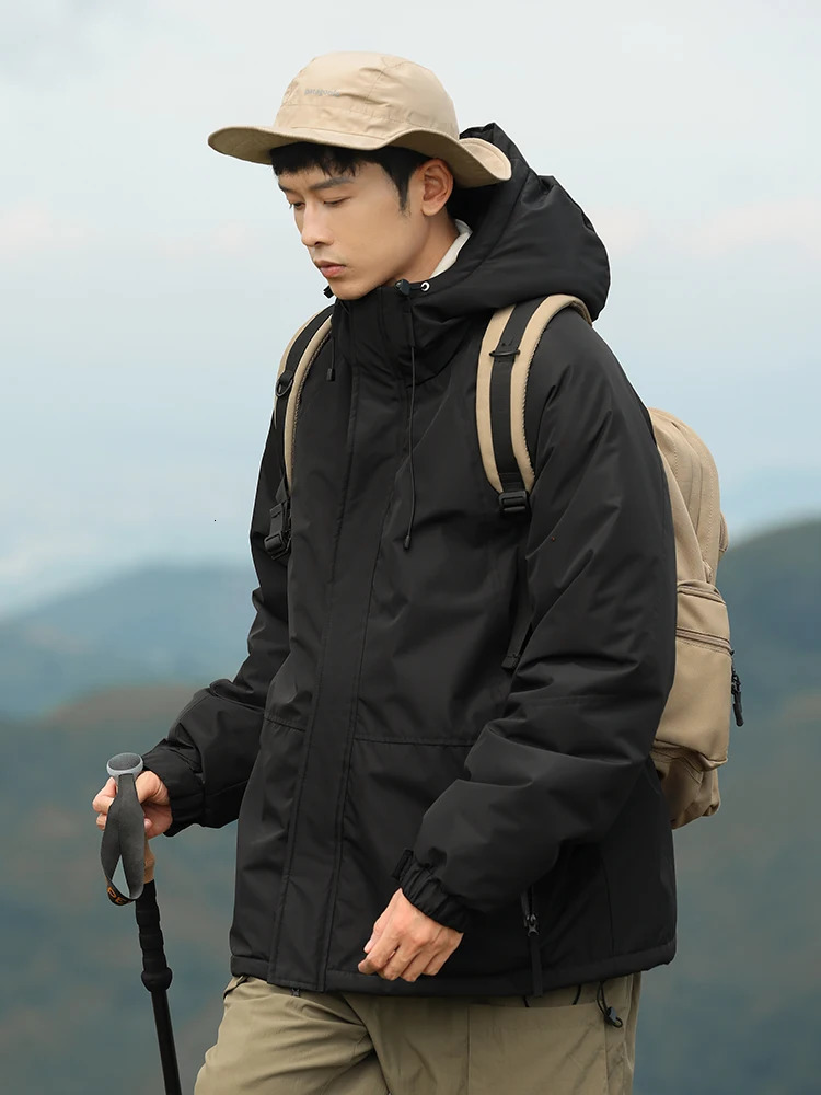 Men's Down Parkas 2023 Winter Thick and Warm Cotton Padded Jackets Unisex Couples Water Repellent Hooded Windbreaker Thermal Coat 231012