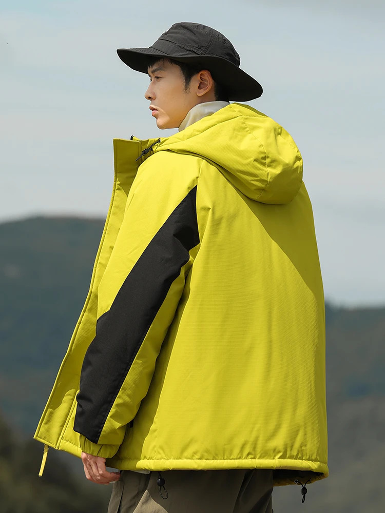 Men's Down Parkas 2023 Winter Thick and Warm Cotton Padded Jackets Unisex Couples Water Repellent Hooded Windbreaker Thermal Coat 231012