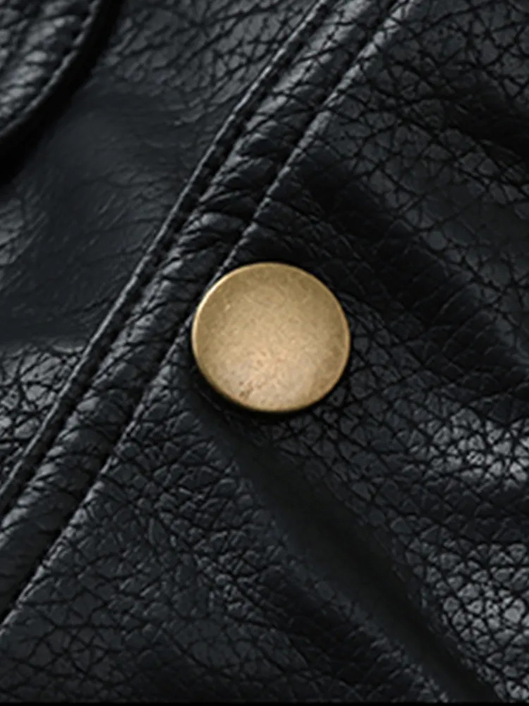 Men's Leather Faux Mauroicardi Autumn Winter Waterproof Windproof Oversized Thickened Warm Black Jacket Men Zip Up Casual Cool Fashion 231012