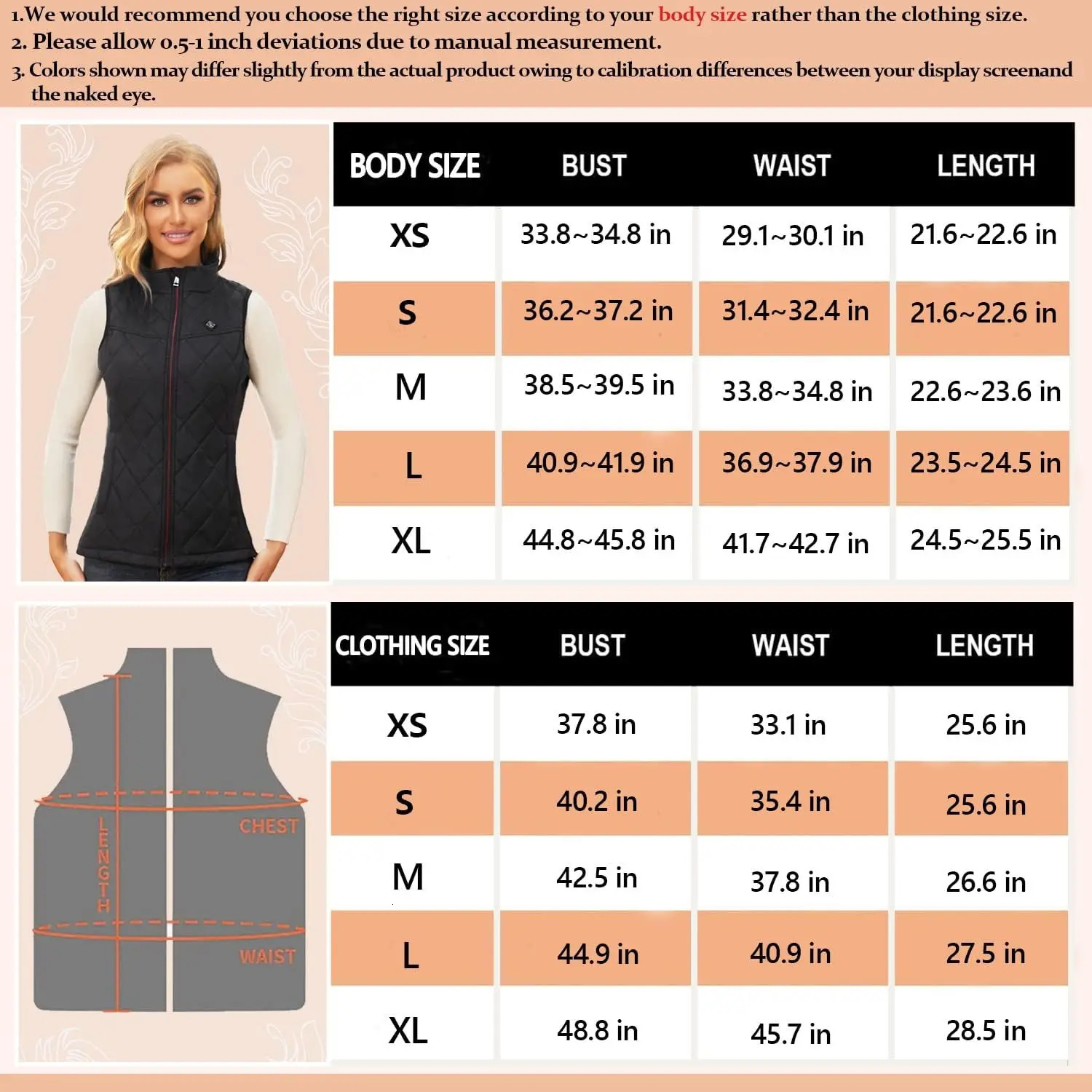 Women's Vests Heated Vest for Women with Battery Jacket Rechargeable USB CoatRegular and Plus Sizes 231012