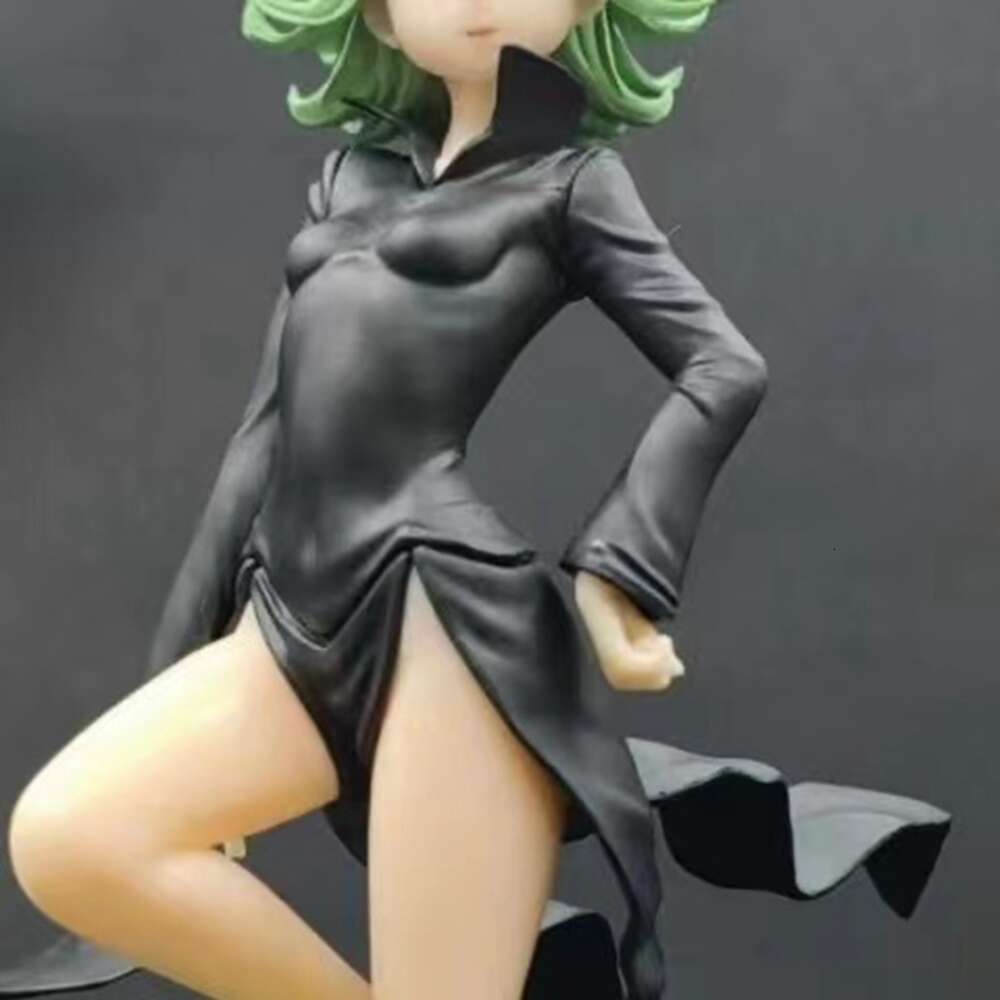 Mascot Costumes 22cm Figure Anime One Punch-man Tatsumaki Shivering Sexy Black Dress Standding Pose Dolls Toy Gift Collect Pvc Material