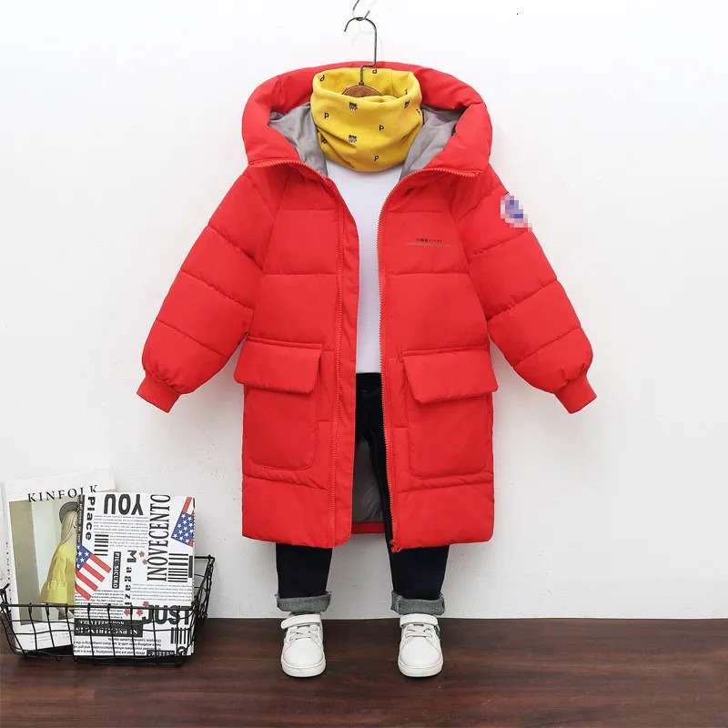 Jackets 2023 Winter Boys Jacket Solid Color MidLength Keep Warm Cold Protection Hooded Down Cotton Windbreaker Coats For 310 Years 231013
