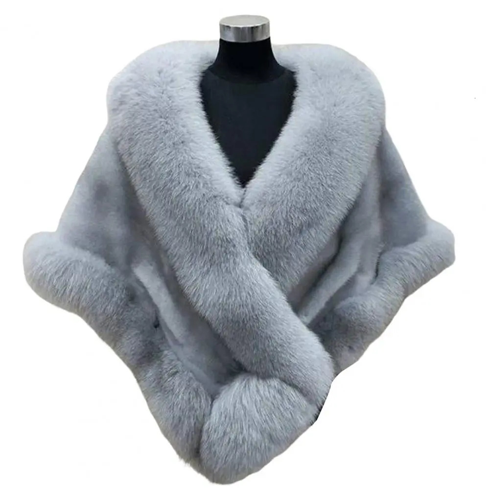 Shawls Winter Cape Fluffy Soft Cold Resistant Elegant Artificial Fur Evening Dress Shawl Women Poncho for Dating 231012