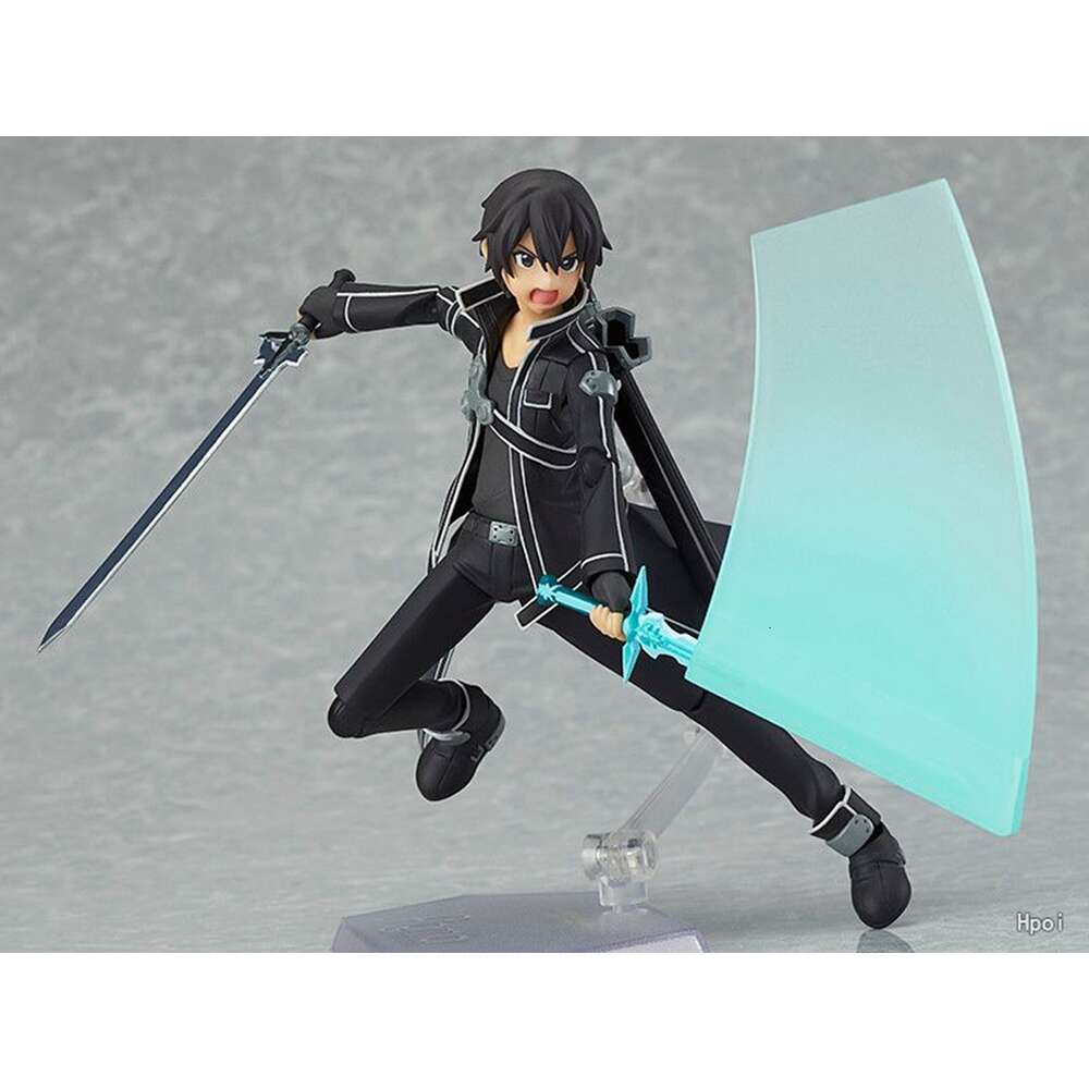 Mascot Costumes 14cm Anime Game Figure Japanese Anime Sword Art Online Kirito Can Change Face Battle Suit Standing Model Dolls Toy Pvc