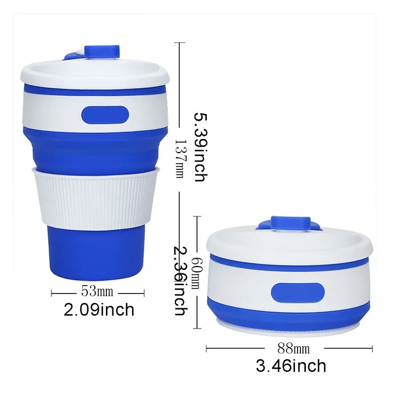 Customizable Portable Flexible Tumblers 350ml Foldable Silicone Coffee Cup Outdoor Anti-scald Folding Travel Water Cups Promotional Gift Z260202