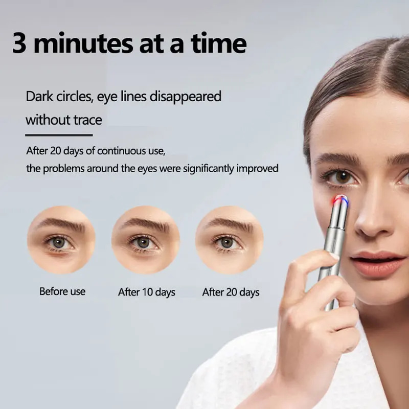 Face Care Devices Eye Massager Electric LED PonTherapy Vibration Ion Heated Anti-aging Wrinkle Removal Dark Circle Puffiness SPA Pen 231012