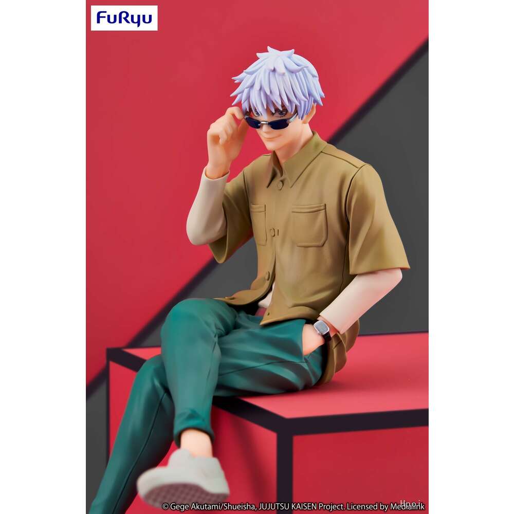 Mascot Costumes Genuine 15cm Figure Anime Jujutsu Kaisen Gojo Satoru Sunglasses Sitting Pressed Noodles Model Dolls Toy Gift Collect Boxed Pvc