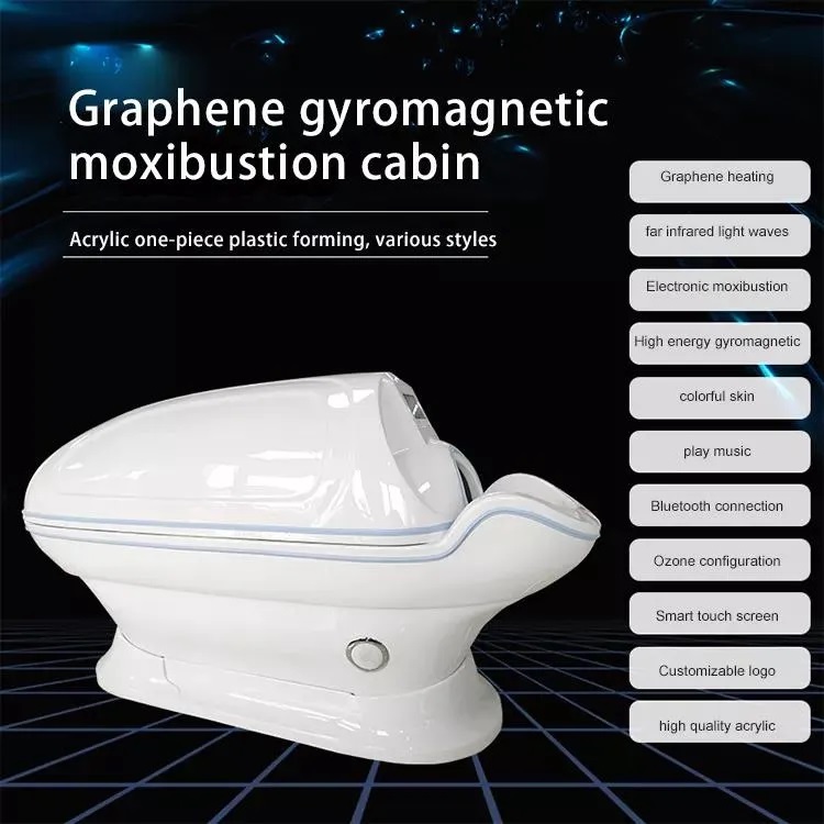 Acrylic Infrared Spa Capsule Thermal Energy Lymphatic Drainage Capsule Ozone Therapy Spa Pod Beauty Cabin Sauna Bluetooth-Music Massage Detox Bed