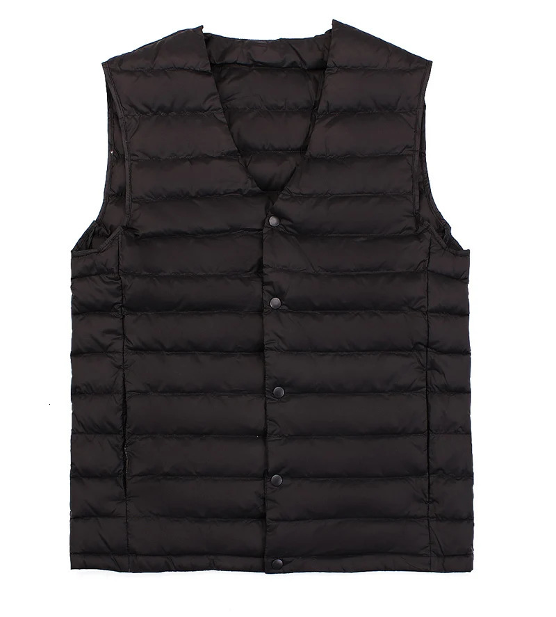 Mens Vests Man Ultra Light Down Vest Spring Autumn Sleeveless VNeck Vest Male Casual Winter Collarless Waistcoat 231013