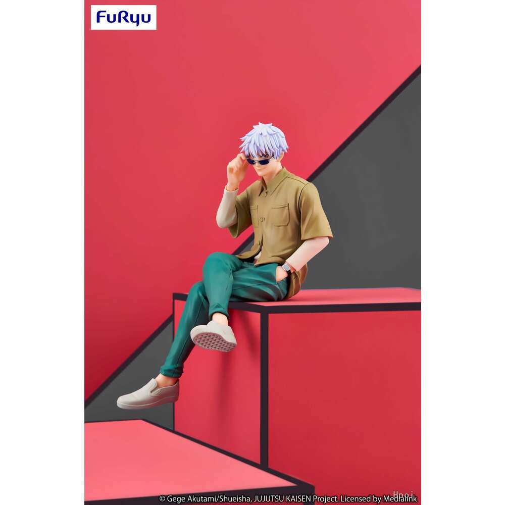 Mascot Costumes Genuine 15cm Figure Anime Jujutsu Kaisen Gojo Satoru Sunglasses Sitting Pressed Noodles Model Dolls Toy Gift Collect Boxed Pvc