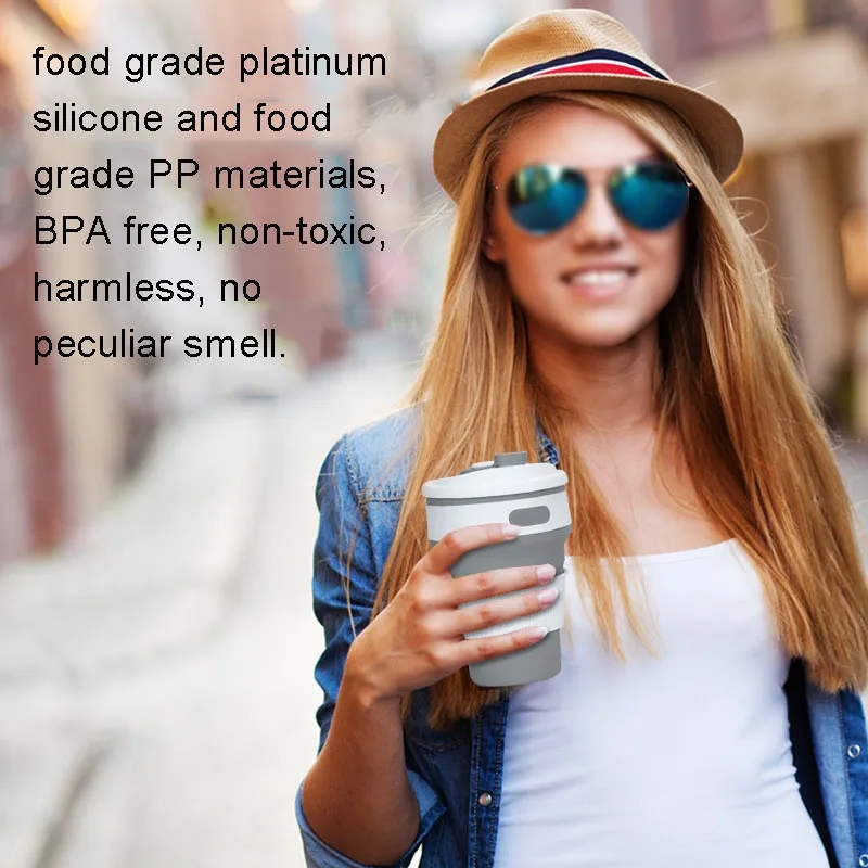 Customizable Portable Flexible Tumblers 350ml Foldable Silicone Coffee Cup Outdoor Anti-scald Folding Travel Water Cups Promotional Gift Z260202