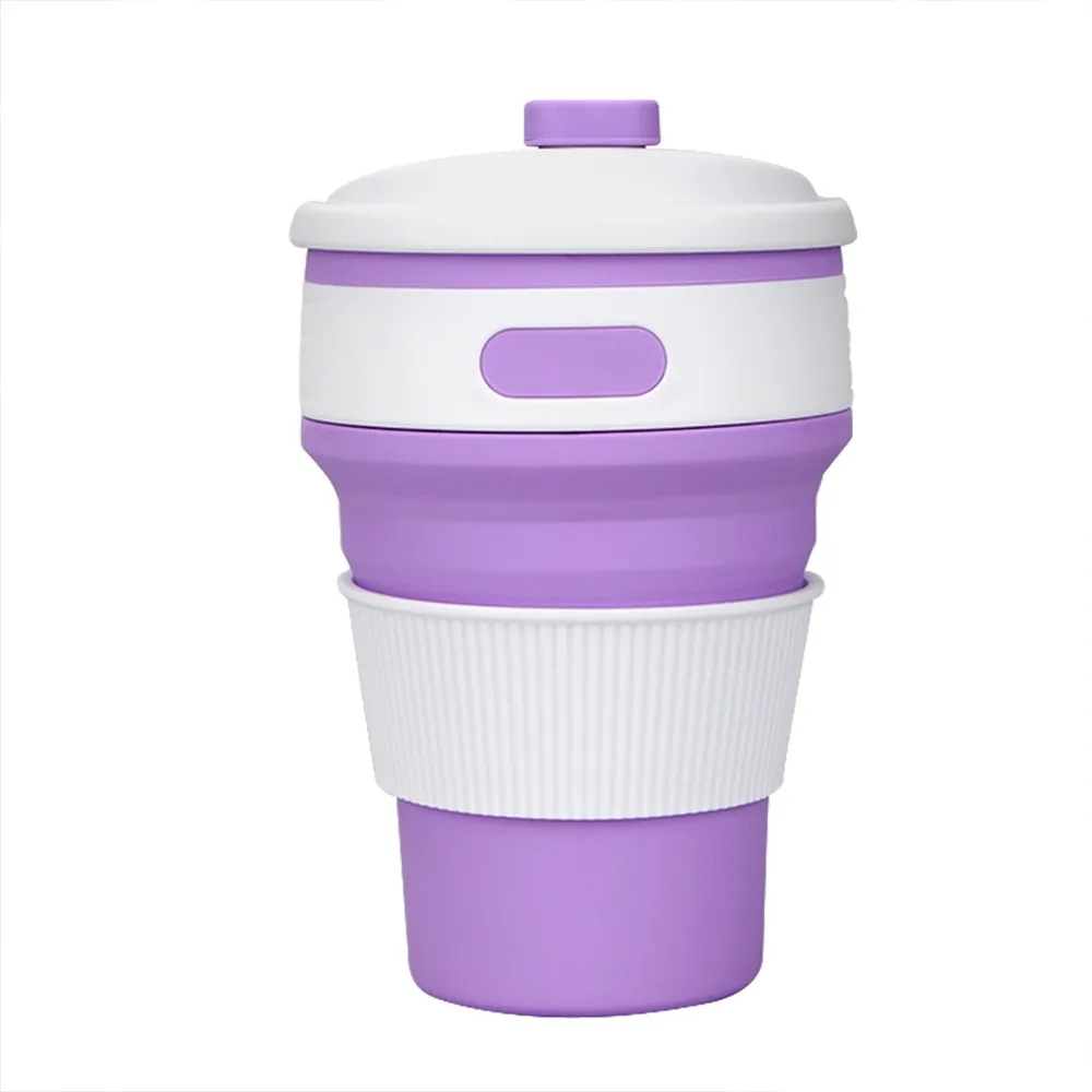 Customizable Portable Flexible Tumblers 350ml Foldable Silicone Coffee Cup Outdoor Anti-scald Folding Travel Water Cups Promotional Gift Z260202