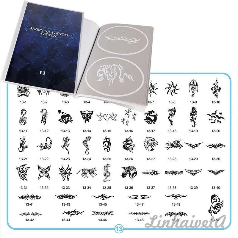 Tattoo Books Airbrush Tattoo Temporary Stencils Animal Patterns Henna Tattoo Stencil Kit For Face Body Paint Art Tattoo Stencils stickers 231012