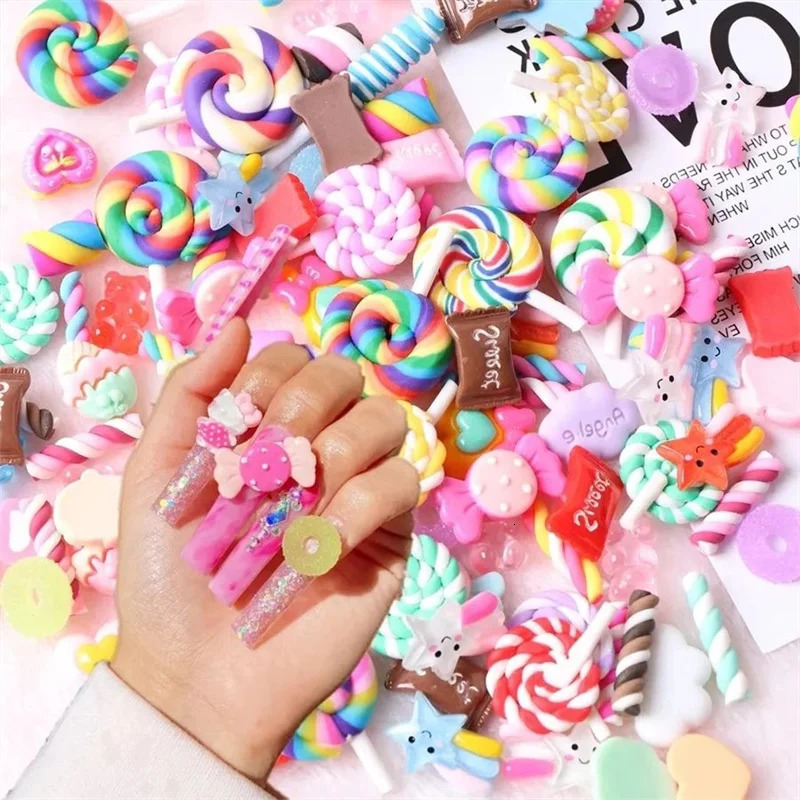 Nail Art Decorations Multi Korean Acrylic Resin Charms 3D Cartoon Candybear DIY Kawaii Accessories Supplies Press On Nails 231012