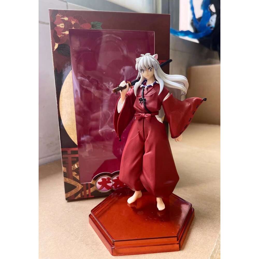 Mascot Costumes 18cm Anime Figure Inuyasha Puppy Monster Sier Long Hair Red Suit Model Dolls Toy Gift Collect Boxed Ornaments Pvc Material