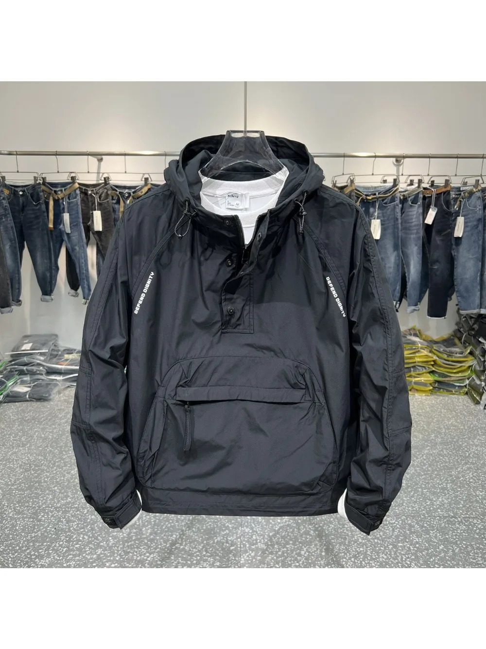 Men's Trench Coats Autumn Cargo Big Hood Hooded Top Zipper Pocket Cover Storm Jacket Wearresistant Waterproof Casual Loose Coat 231012