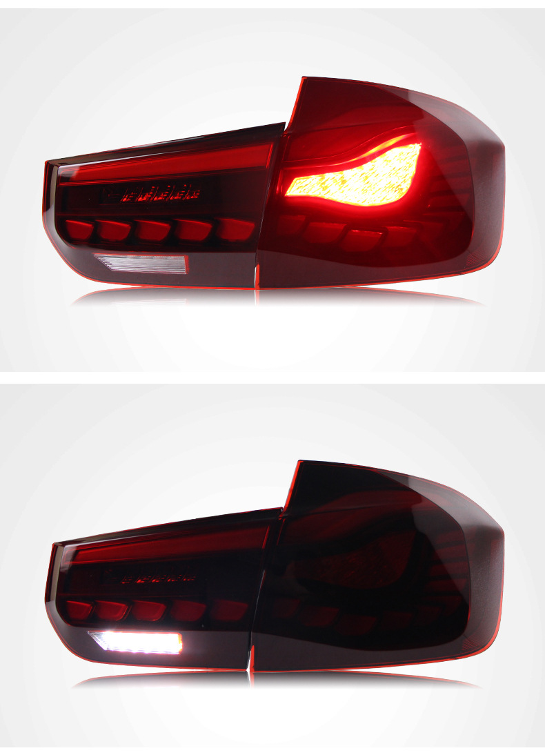 Car Tail Light Parts for BMW Taillights 3 Series F30/F35 2013-20 18 LED Dragon Scale Running Light Highlight Reversing Brake Taillight