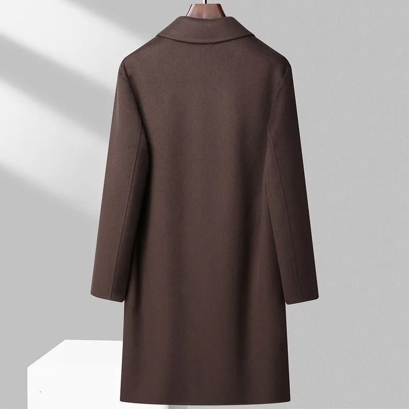 Men's Wool Blends 2023 Fashion Slim Solid Color British Style Korean Casual Double Breasted Medium Length Doublesided Coat 231013