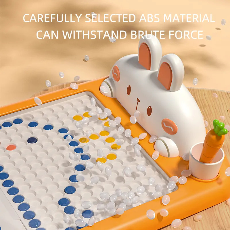 Intelligence toys Rabbit Magnetic Drawing Board Carrot Magnet Pen Kids Reusable Toys Baby Beads Painting Doodle Sketch Pad Children Gifts 231013