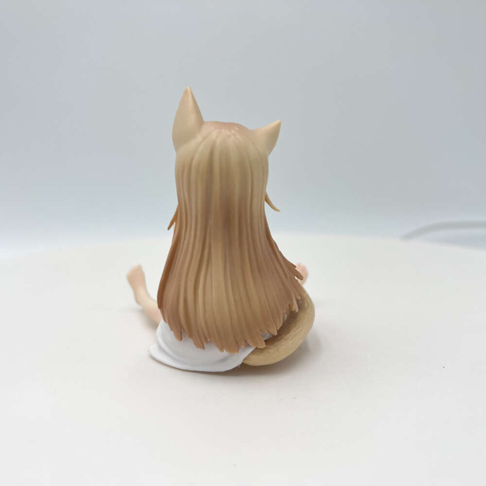 Finger Toys 7.5cm Golden Head My Cat is A Kawaii Girl Anime Figure Hobby Sakura Soybean Flour Sit and Eat Fish Collectible Model Doll Toys